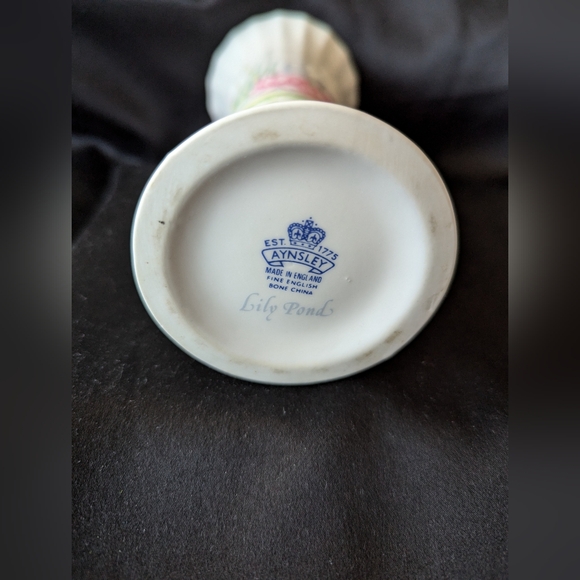 Vintage Aynsley Bone China Lily Pond fluted vase and Trinket dish - Picture 3 of 8